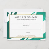 Emerald Green Brushstrokes Geschenkgutschein Mitteilungskarte (Rückseite)