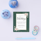 Emerald Green Budget Hochzeit Einladung Pink Peony Flyer (Einzeln)