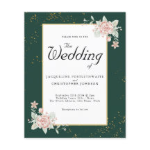 Emerald Green Budget Hochzeit Einladung Pink Peony