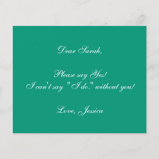 Emerald Green Budget Simple Bridesmaid Vorschlag (Rückseite)