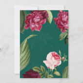 Emerald Green burgundy Dusty Rose BlumenWedding Einladung (Rückseite)