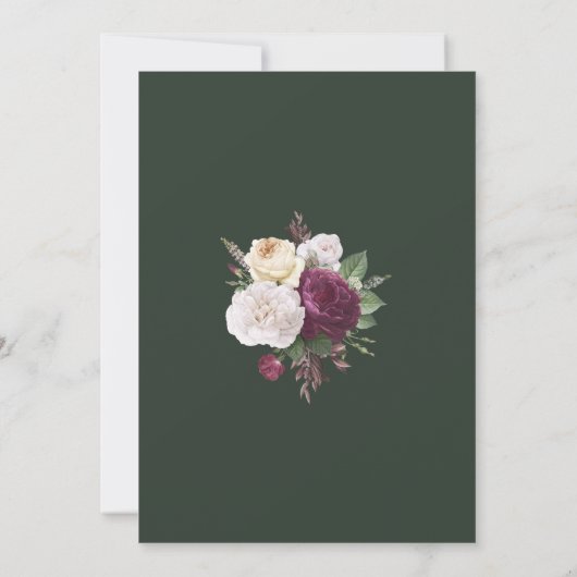 Emerald Green Burgundy Peonies Save the Date Card (Rückseite)