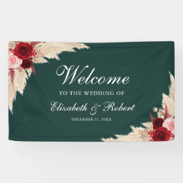 Emerald Green Burgundy Rose Begrüßung Banner