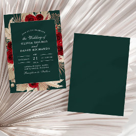 Emerald Green Burgundy Rose Hochzeitseinladung Einladung