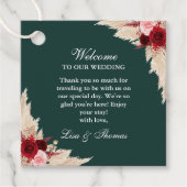 Emerald Green Burgundy Rose Hochzeitsempfang Geschenkanhänger (Vorderseite)