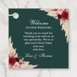 Emerald Green Burgundy Rose Hochzeitsempfang Geschenkanhänger