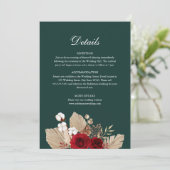 Emerald Green Burgundy Rose Hochzeitskarte Einladung (Stehend Vorderseite)