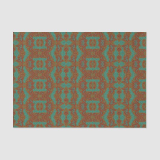 Emerald Green Burnt Orange Gemustert Tissue Paper Seidenpapier (Vorderseite)