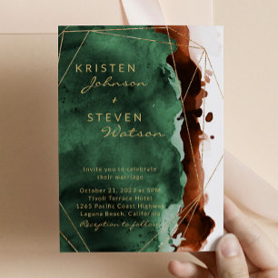 Emerald Green & Burnt Orange Wedding Einladung