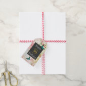 Emerald Green Butterfly auf der Vintagen Collage Geschenkanhänger (Mit Garn)