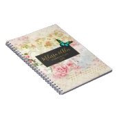 Emerald Green Butterfly auf der Vintagen Collage Notizblock (Rechte Seite)