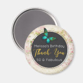 Emerald Green Butterfly auf Vintag Collage Danke Magnet (Vorderseite/Rückseite)