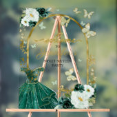 Emerald Green Butterfly Sweet 16 Willkommen Acrylschild (Neutral)