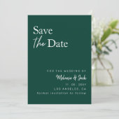 Emerald Green Calligraphy Foto Save the Date (Stehend Vorderseite)