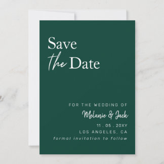 Emerald Green Calligraphy Foto Save the Date