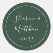 Emerald Green Calligraphy Script-Gastgeschenk Hoch Runder Aufkleber (Vorderseite)