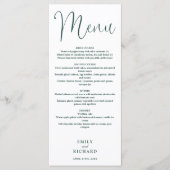Emerald Green Calligraphy Script Wedding Menükarte (Vorderseite)