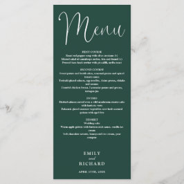 Emerald Green Calligraphy Script Wedding Menükarte