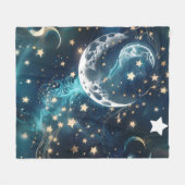 Emerald Green Celestial Moon Blanket – Luxury Seam Fleecedecke (Vorderseite (Horizontal))