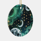 Emerald Green Celestial Moon Phases Ornament (Rechts)