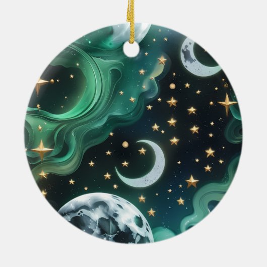 Emerald Green Celestial Moon Phases Ornament (Hinten)