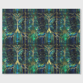 Emerald Green Celestial Tree Gestaltete Glasmuster Geschenkpapier (Flach)