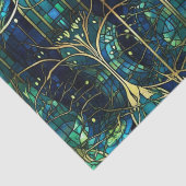 Emerald Green Celestial Tree Gestaltete Glasmuster Seidenpapier (Detail)