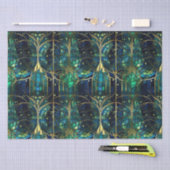 Emerald Green Celestial Tree Gestaltete Glasmuster Seidenpapier (Handwerk)