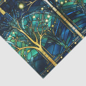 Emerald Green Celestial Tree Gestaltete Glasmuster Seidenpapier (Detail)