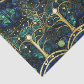 Emerald Green Celestial Tree Gestaltete Glasmuster Seidenpapier (Detail)