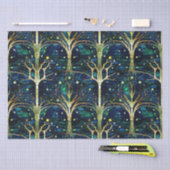 Emerald Green Celestial Tree Gestaltete Glasmuster Seidenpapier (Handwerk)