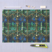 Emerald Green Celestial Tree Gestaltete Glasmuster Seidenpapier (Handwerk)