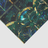Emerald Green Celestial Tree Gestaltete Glasmuster Seidenpapier (Detail)