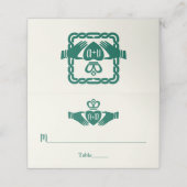 Emerald Green Celtic Claddagh Wedding Address Platzkarte (Außenseite Aufgefaltet)