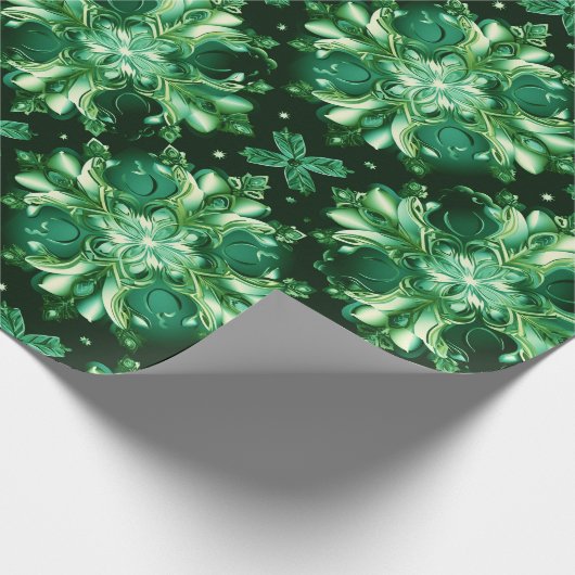 Emerald Green Celtic Irish Snowflakes Geschenkpapier (Ecke)
