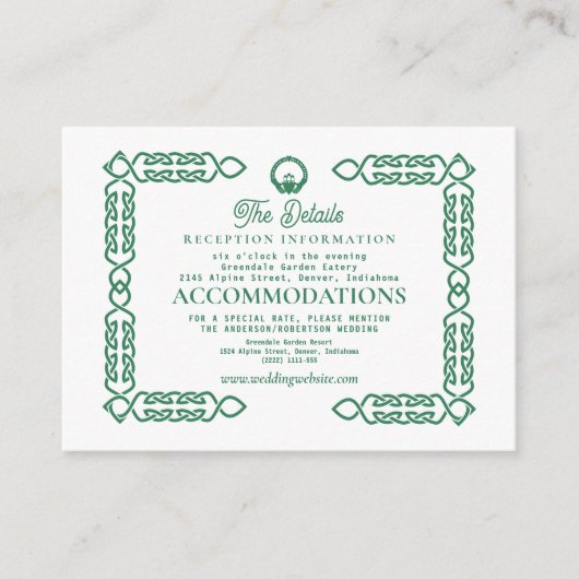 Emerald Green Celtic Knot Claddagh Wedding Begleitkarte (Vorderseite)