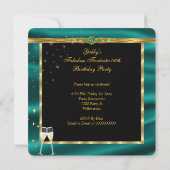 Emerald Green Champagne Heelse Geburtstagsparty Einladung (Rückseite)