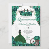 Emerald Green Charra Floral Boots Quinceañera Einladung (Vorderseite)