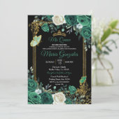 Emerald Green Charra Quinceanera Einladung (Stehend Vorderseite)