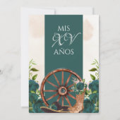 Emerald Green Charra Quinceanera Western Rose Einladung (Rückseite)