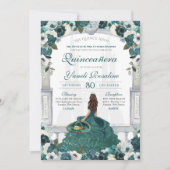 Emerald Green Charro Elegante Princess Quinceanera Einladung (Vorderseite)