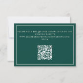 Emerald Green Checkered Old Money QR Code Wedding RSVP Karte (Rückseite)