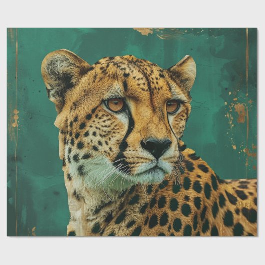 Emerald Green Cheetah Maximalist Decor Geschenkpapier (Flach)