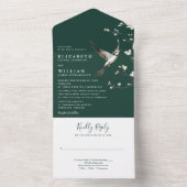 Emerald Green Chinoiserie Blumengarten Hochzeit All In One Einladung (Innen Boden)