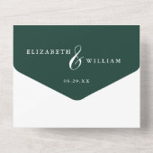 Emerald Green Chinoiserie Blumengarten Hochzeit All In One Einladung (Rückseite)