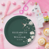 Emerald Green Chinoiserie Blumengarten Hochzeit Pappteller (Party)