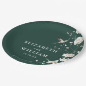 Emerald Green Chinoiserie Blumengarten Hochzeit Pappteller (Schrägansicht)