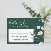 Emerald Green Chinoiserie Blumengarten Hochzeit RSVP Karte (Stehend Vorderseite)