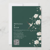 Emerald Green Chinoiserie Floral QR Code Wedding Einladung (Rückseite)