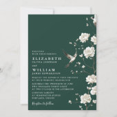 Emerald Green Chinoiserie Floral Wedding Foto Einladung (Vorderseite)